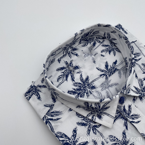 100%Viscosa print short sleeve men shirts